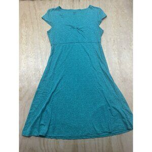 Toad & Co. Nena Cap Sleeve Dress Organic Cotton Tencel Teal Green M Travel Comfy